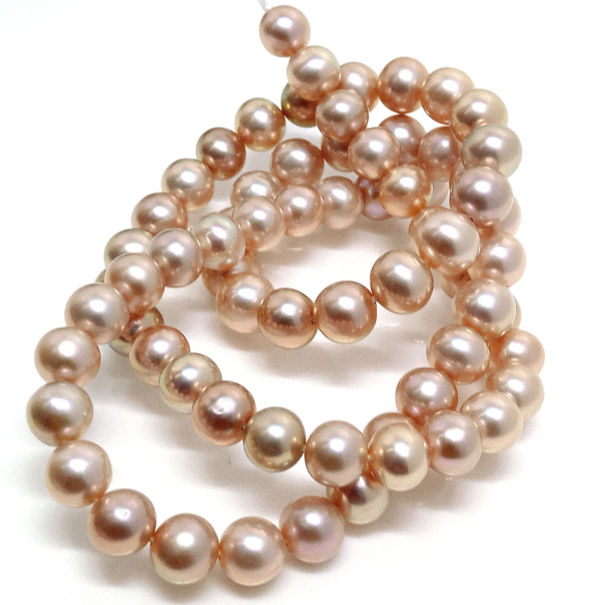 Orange/Gold AAA Round Pearls Strand